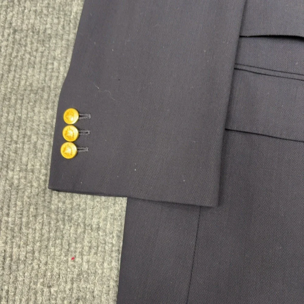 Cappelli‎ Tailors Blazer Mens XL Navy Blue Gold Button Crest Lining Preppy